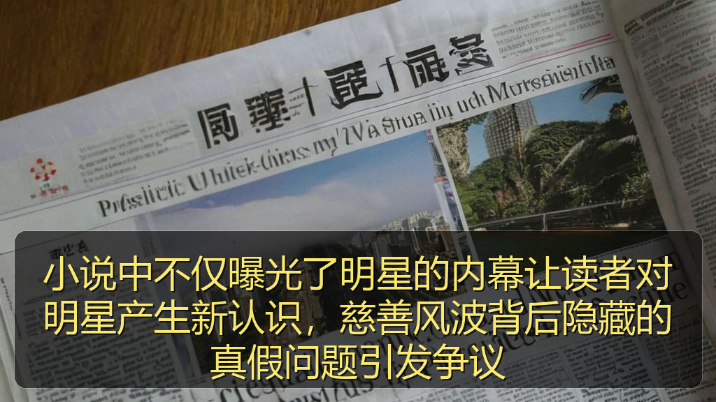 小说中不仅曝光了明星的内幕让读者对明星产生新认识，慈善风波背后隐藏的真假问题引发争议